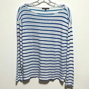 Michael Stars Elevated striped linen long sleeve scoop neck relaxed pullover top